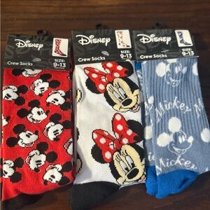 Disney Red and Black Mickey Minnie Mouse Socks New